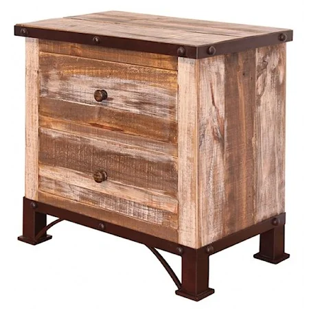 Rustic 2 Drawer Night Stand